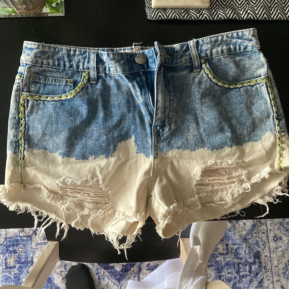 Bleach washed free people shorts